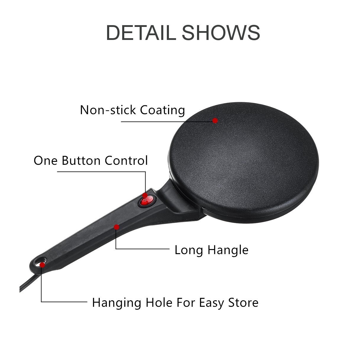 Non Stick Electric Crepe Maker 110V Baking Pancake Pan Frying Griddle Cooking Tools Kitchen Accessories Appliance Machine 20cm