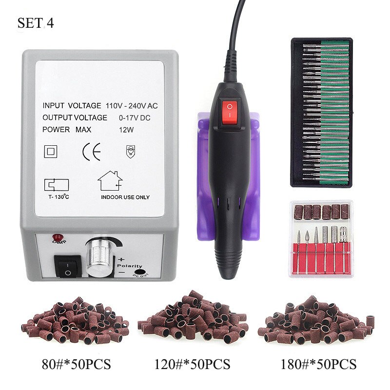 Máquina Eléctrica para manicura y pedicura, juego de herramientas, 30 brocas, 100 bandas de lijado: SET 1