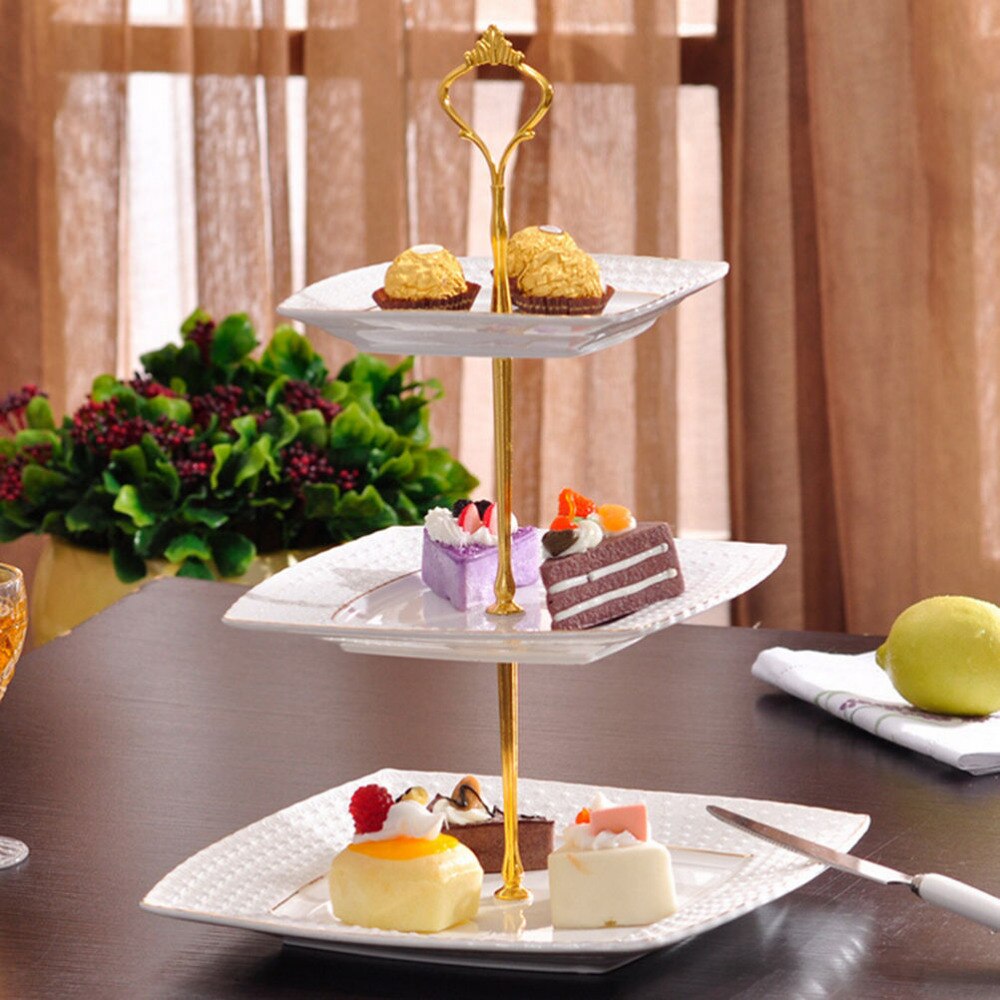 European Fruit Dessert Tier Cake Plate Stand Afternoon Tea Wedding Plates Party Tableware Cake Shop 2/3 Layer Cake Rack Plates