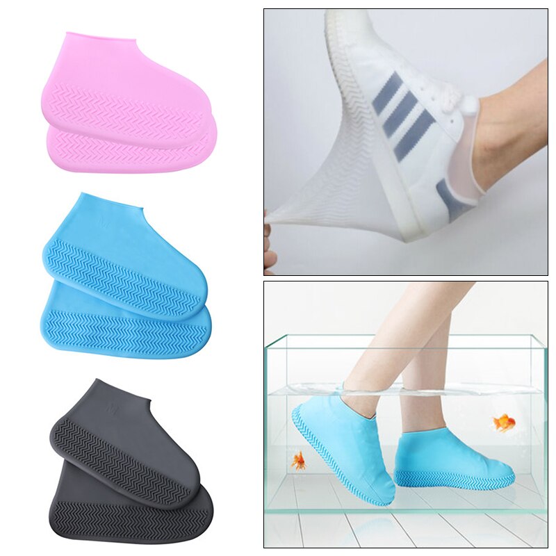 1 Paar Herbruikbare Waterdichte Elasticiteit Overschoenen Voor Reizen Strand Antislip Rubber Regen Overschoenen