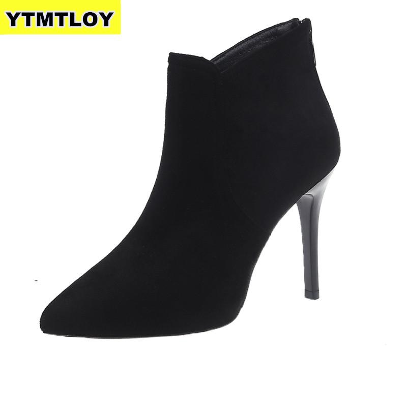 Vrouwen Hoge Hak Booties Grote Mode Vrouwelijke Hoge Hakken Laarzen Jonge Dames 10 Cm Enkellaarsjes Winter Zapatos de Mujer