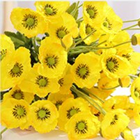 4 Heads/Tak Poppy Zijde Kunstbloemen Partij Decoratie Bloemstuk Bruidsmeisje Boeketten Lange Stem Voor Home Decor: yellow