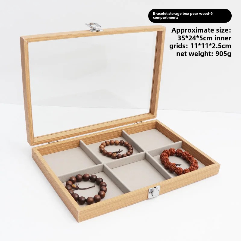 Boîte à Bijoux en Bois avec Couvercle, Motif de Poire, Rangement pour Boucles d'Oreilles, Bague, Montre, Bracelet, en Stock: Black