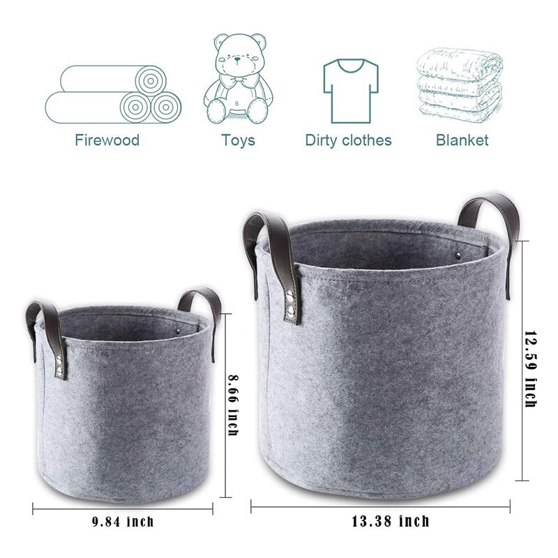 Felt Storage Basket Living Room Tea Table Gray Sundries Storage Basket Cloth Felt Storage Box Bedroom Socks Round Barrel Storage