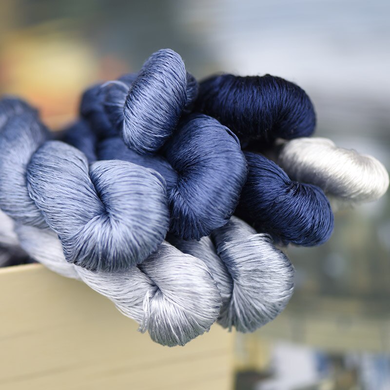 1pcs/400m silk embroidery thread / 100% silk thread /hand embroidery embroider cross stitch/ phthalo blue/8 pure colors