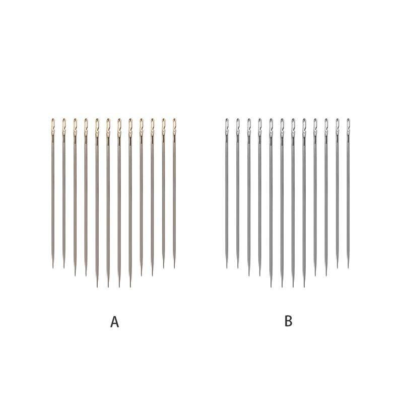 Sewing Needle Slef Threading Pin Set Metal Stitch Side Opening Pins Handicraft Threading Tool, Silver