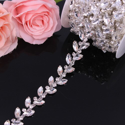 fantasia Oro Rosa di Modo di Cristallo Catena Della Tazza del strass Guarnizioni Abito Da Sposa Decorazione per Abiti Da Sposa Abbigliamento applique ordinare