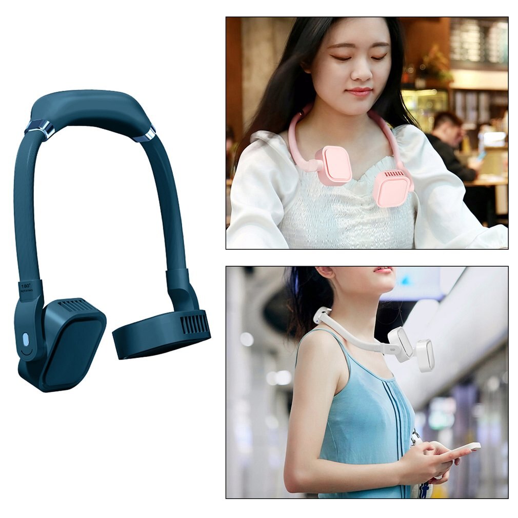 Portable Neck Fan - 4000mAh USB Rechargeable - Bladeless Personal Fan - 12hr Battery Life - ABS Silicone Metal
