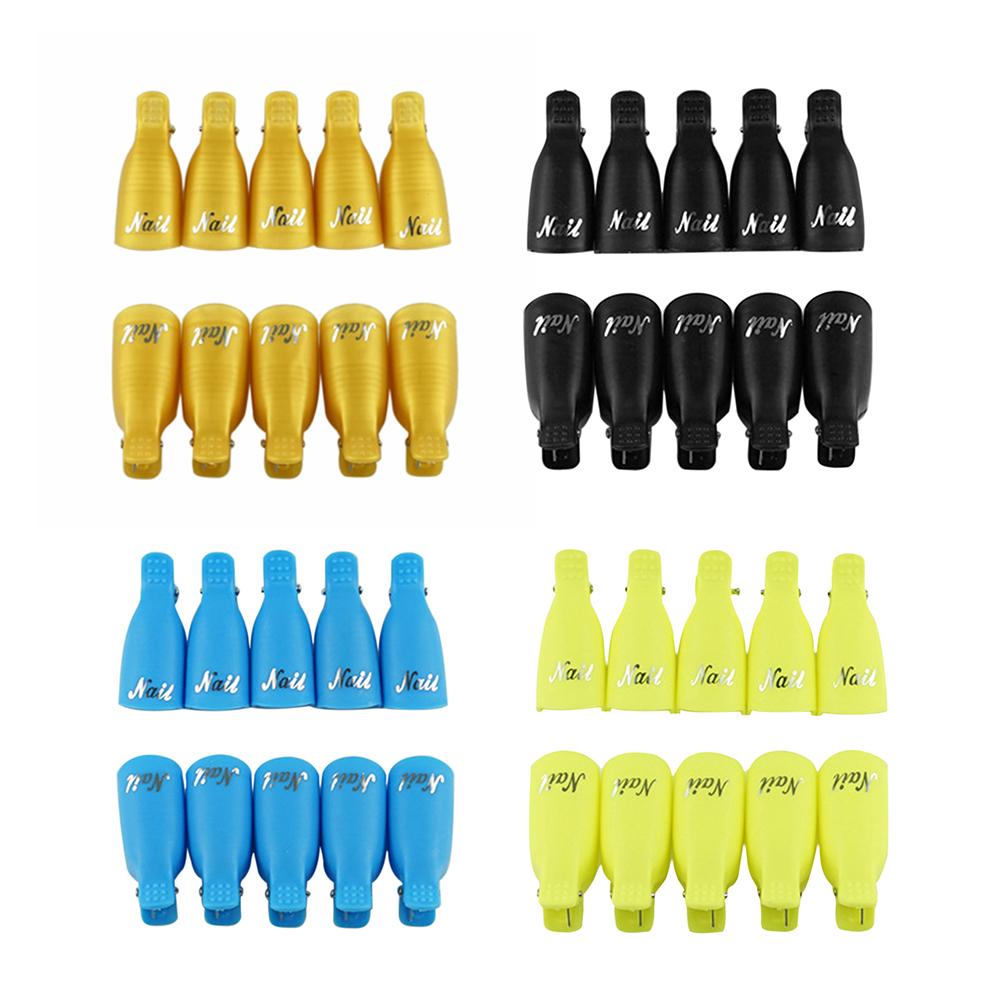 Pinzas para toallitas quitaesmaltes, conjunto de 10 Ud para sujetar almohadillas con líquido para retirar el esmalte en gel semipermanente UV, las pinzas de plástico se colocan en la punta de los dedos