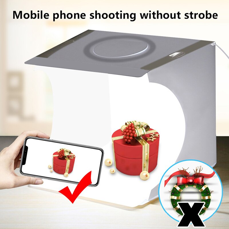 20cm Mini Foldable Photo Studio Box Photography Lightbox Studio Shooting Tent kit with LED Ring & 6 Color Backdrops