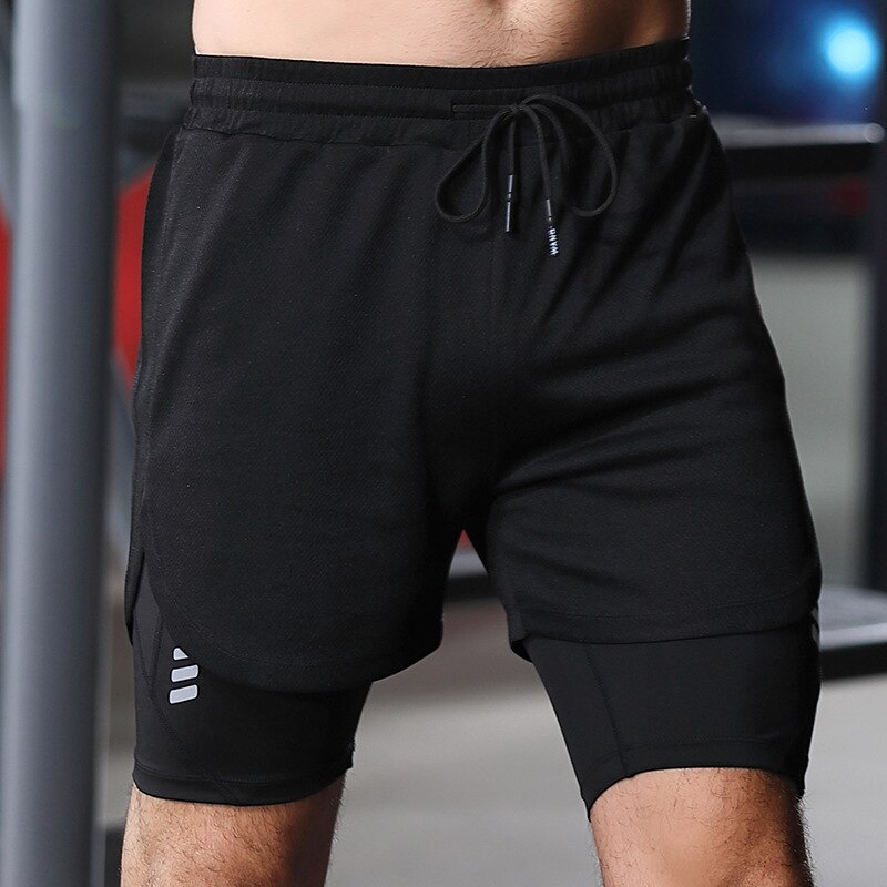 Shorts de Sport respirants 2 en 1 pour hommes, à séchage rapide, pour exercices d'entraînement, Jogging, cyclisme, doublure plus longue