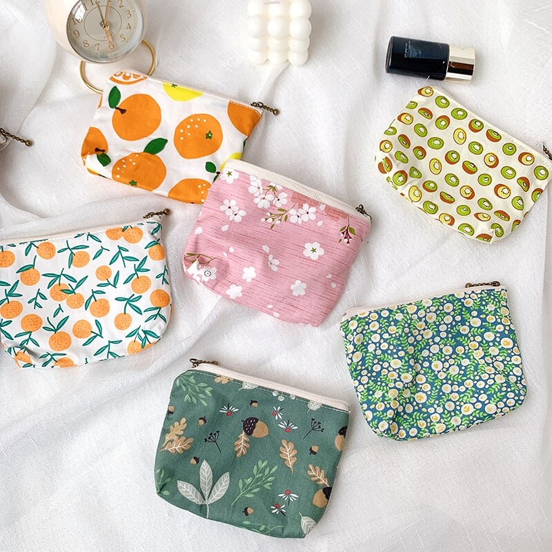 Women Canvas Cosmetic Bag Makeup Case Korean Make Up Pouch Necesserie Travel Organizer Bag Ladies Beauty Lipstick Coin Purse Bag