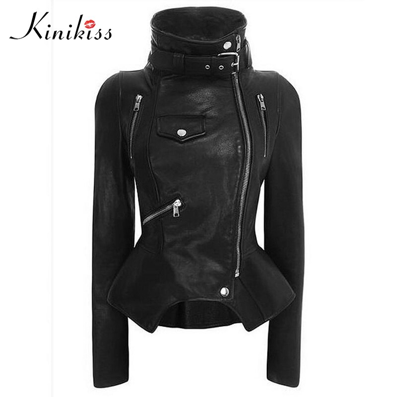 Gothic Faux Leather Jassen Vrouwen Winter Najaar Mode Motorfiets Jas Zwart Bovenkleding Kunstleer Pu Jas Jas: L