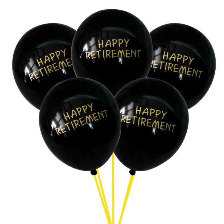 10pcs 10inch Happy Retirement Letter Printed Latex Balloons Black Globos Inflatable Air Balls Retirement Party Deocrations Toys