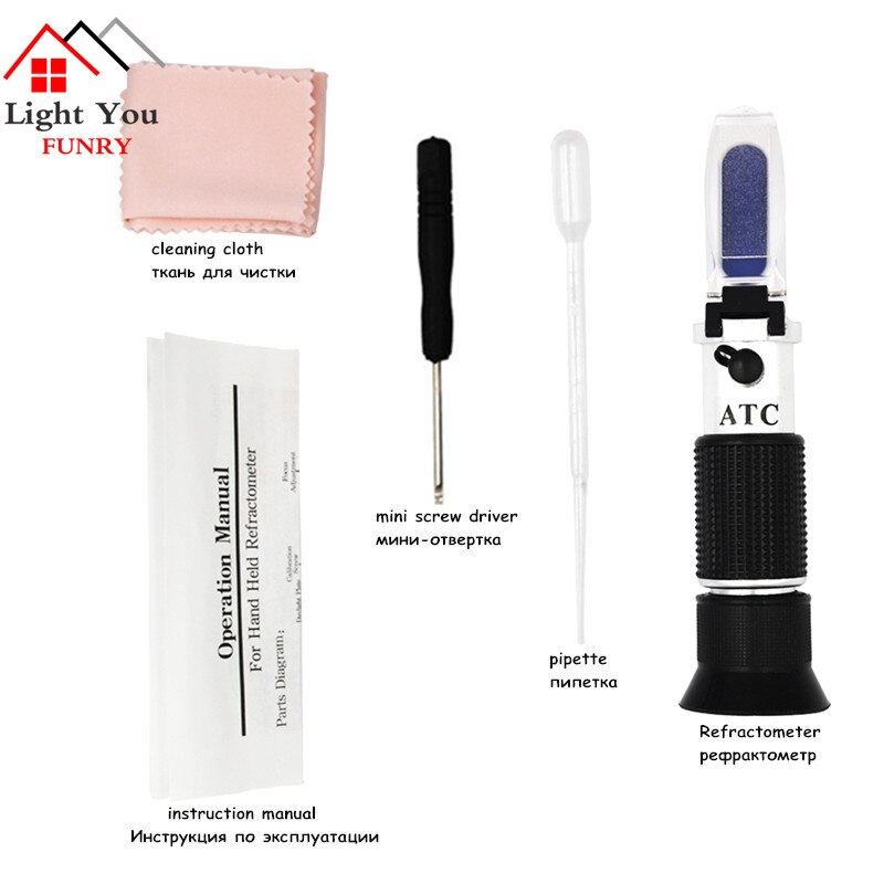 Hand Held Engine Fluid Glycol Point Refractometer With ATC Tester Tool Car Battery Antifreeze Freezing
