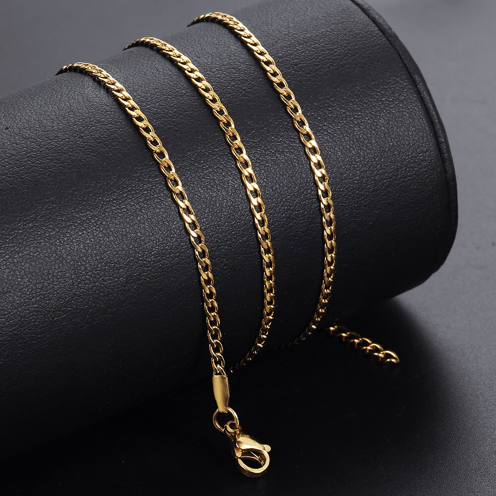 2Mm Rvs Curb Ketting Voor Mannen Vrouwen Goud Zilver Kleur 18Inch Extension Link Mode-sieraden DKNM179