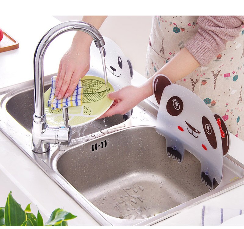 1PC mignon Panda ventouse tasse eau Splash eau imperméable déflecteur écran bassin lavabo support cuisine accessoires Gadgets outil