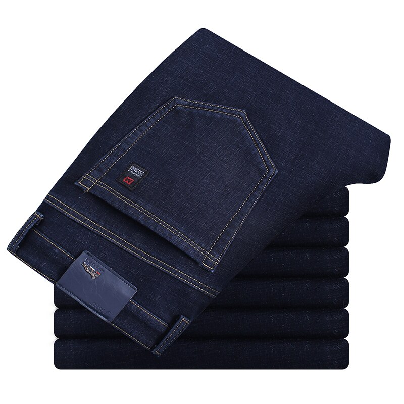 Klassiske menn slank passe jeans virksomhet denim jean bukser blå merke bukser mannlige: Svart / 36