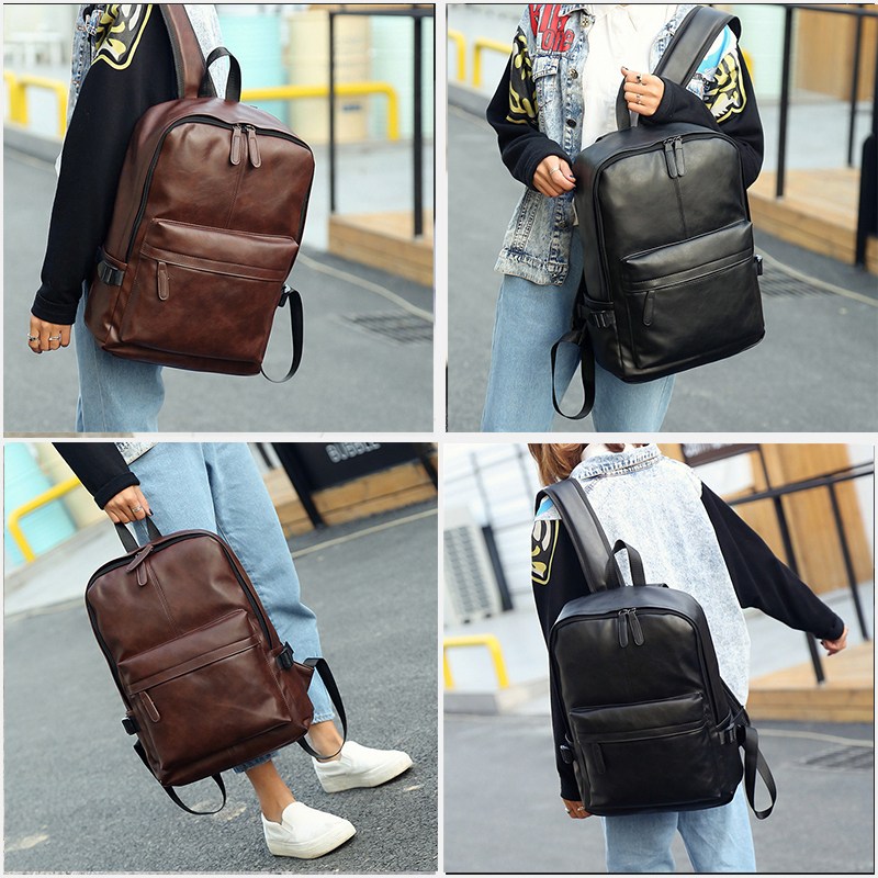 VORMOR Brand Men Backpack Leather School Backpack Bag Waterproof Travel Bag Casual Leather Book bag Male