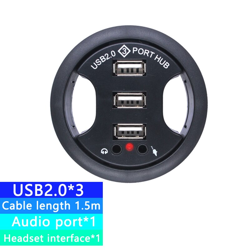 Conector USB 2,0 para escritorio, conector USB 2,0 para Audio, adaptador de montaje de 3 puertos en escritorio, varios puertos USB 2,0, accesorios para Pc: 5 Port
