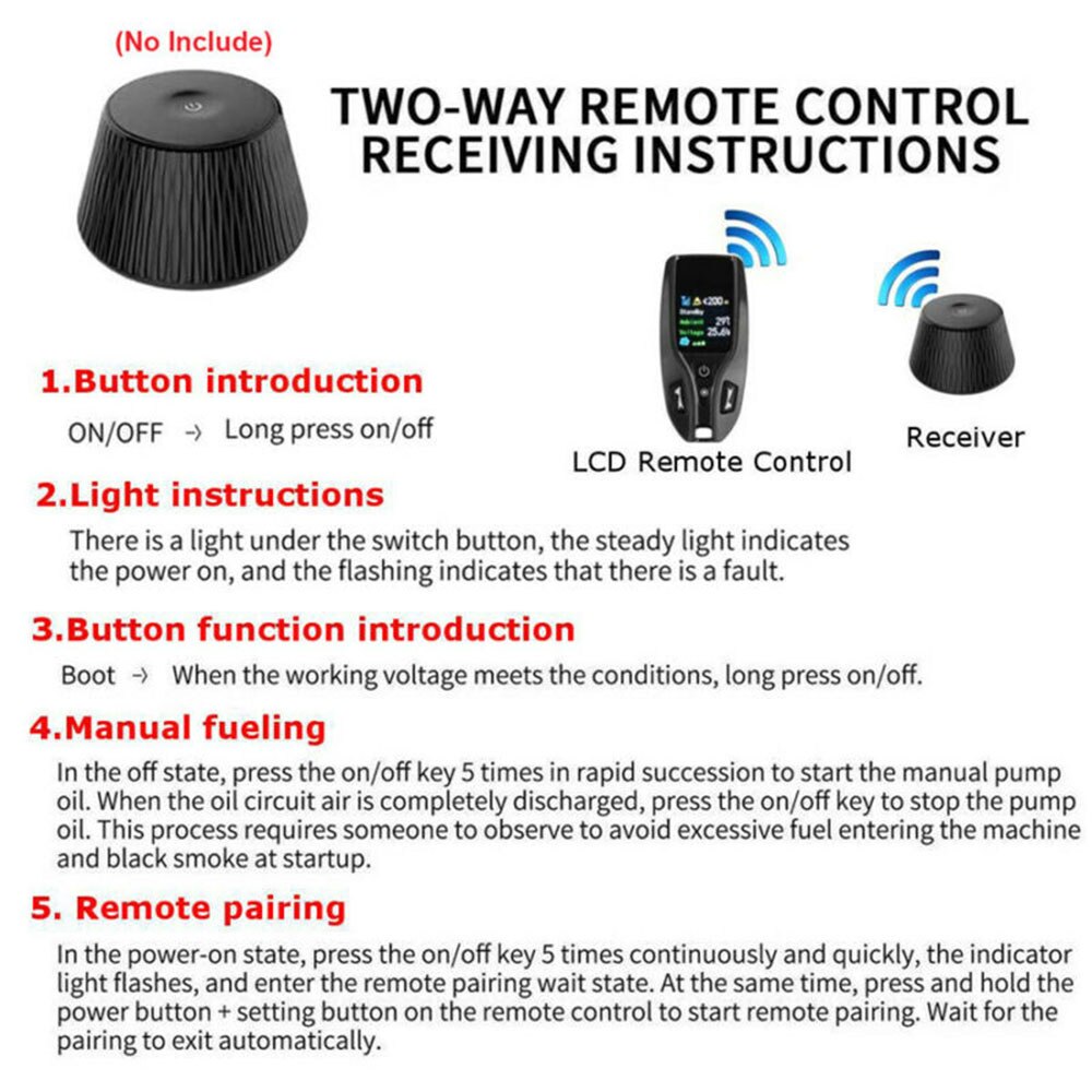 Parts Switch Remote Controller 2-In-1 LCD For Diesel Air Parking Heater Accessories