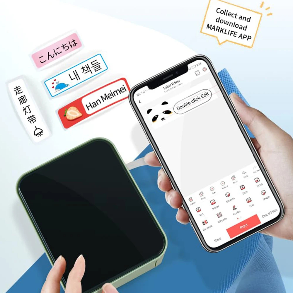 Marklife  p15 bærbar miniskriver trådløs bluetooth-etikettmaskin lignende  d11 d110 d101- etikettmaskin for hjemme/kontor