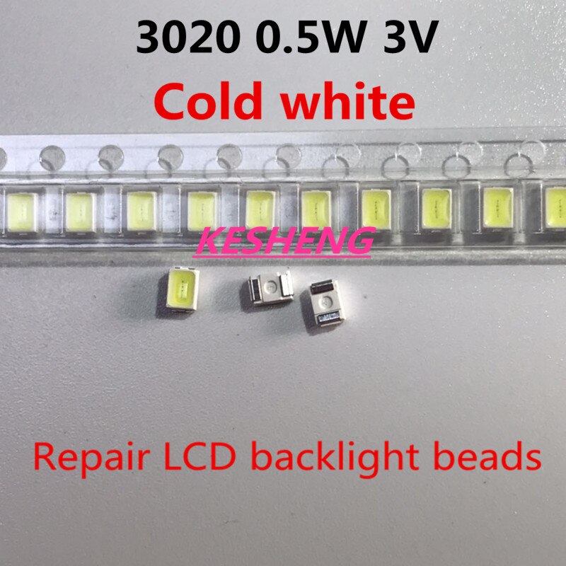 EVERLIGHT-retroiluminación LED, 100 piezas, 0,5 w, 3 v, 3020, 3021, 3022, pantalla LCD retroiluminada, blanco frío, para aplicación de TV