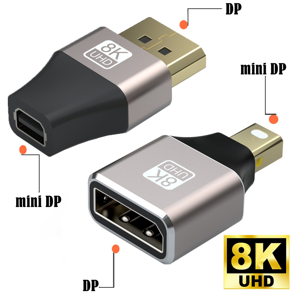 Mini DP Female to DisplayPort Male 8K Extension Converter 8K(7680x4320)@60Hz 4K@144Hz DisplayPort 1.4 Transmission DP to Mini DP
