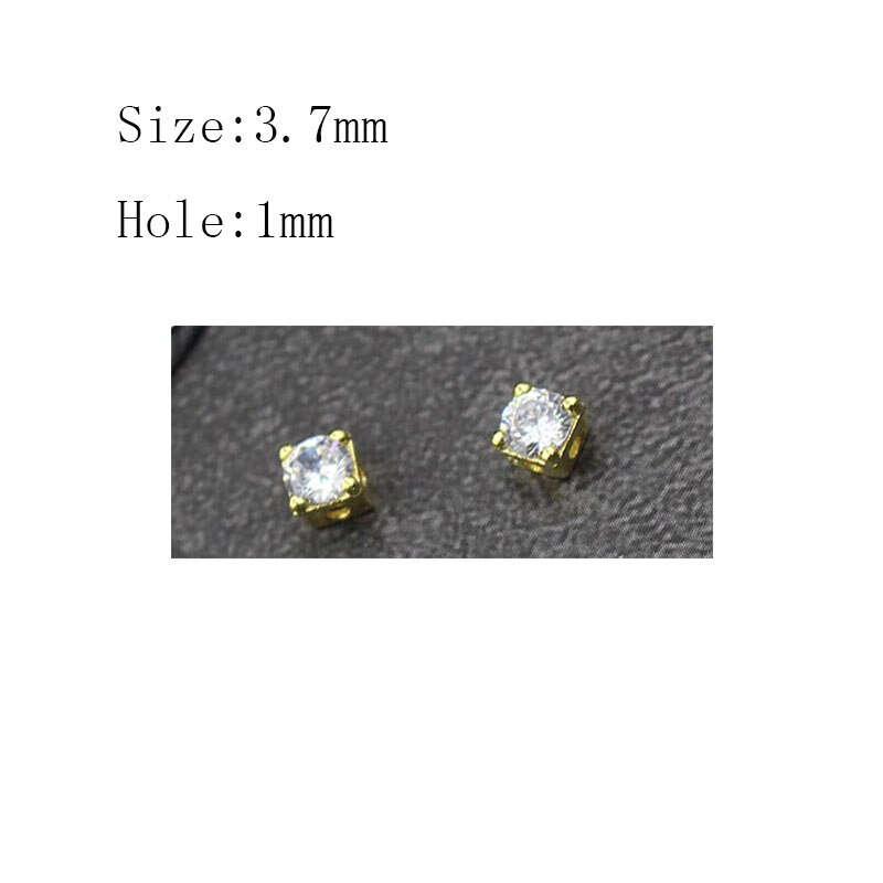 100% 925 Sterling Silver Spacer Beads With AAA Zircon Pretty Gold Color Charm Silver Beads DIY Jewelry Making Bracelets Findings: 4 gold