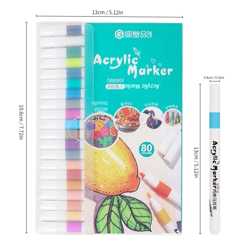 12-80 Colors Acrylic Marker Rock Painting Set for Kids Stone Paint Pens Set Ceramic Glass Wood Manga Art School Supplies: WHITE