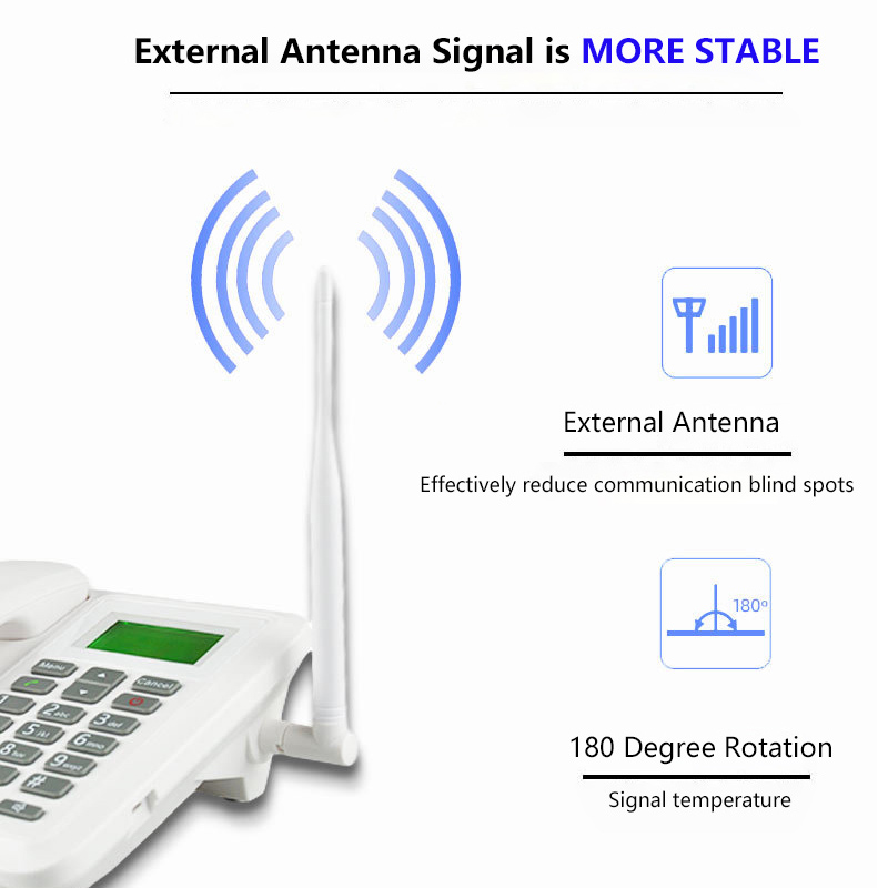 Beamio GSM Fixed Wireless Telephone With SIM Card Radio Cordless Phone LCD Screen For Home Office Desktop White