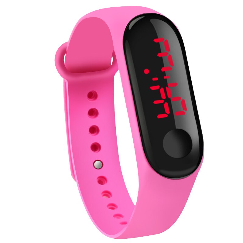 10 farben berühren LED Anzeige Datum Digital-Sport lässig Silikon Gurt Männer Frauen Armbinde freundlicher Armbinde Uhr Uhr: Rosa