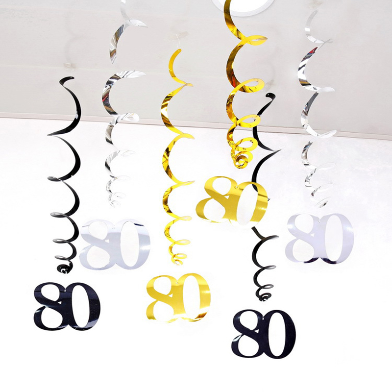6 unids/set espiral 16 18 21 25 30 40 50 60 70 80 90 años remolinos de cumpleaños adorno colgante guirnalda colgante de cumpleaños decoración de: plum