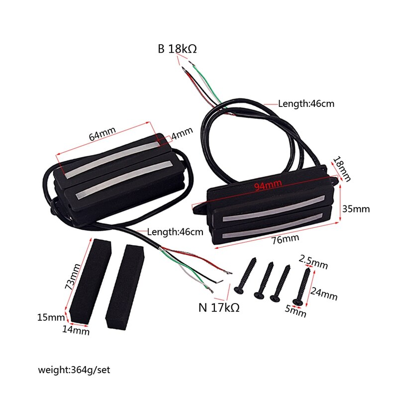 1 sæt dual coil guitar pickup 7 strenget guitar hals bro til fender stratocaster squier telecaster bas guitar