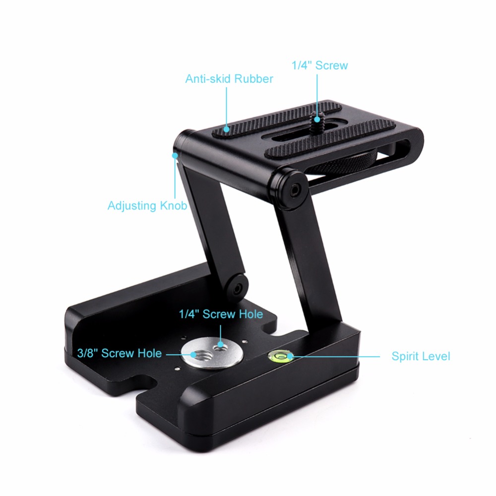 Z Flex Tilt Head DSLR soporte plegable de aleación de aluminio soporte de cámara Placa de trípode de liberación rápida y nivel para Canon