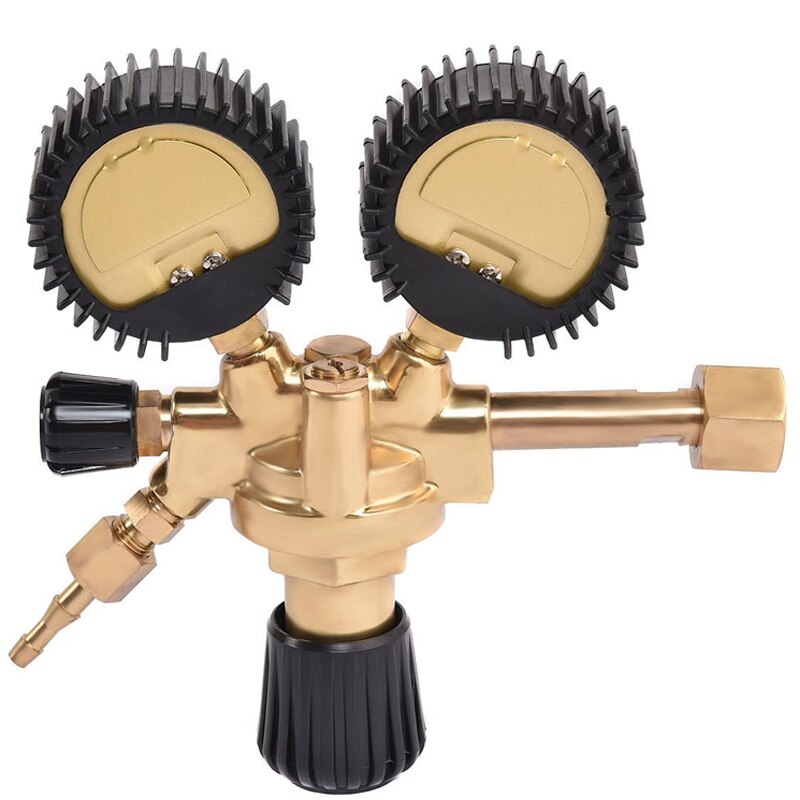 Brass Ar/Co2 Meter Reductor Argon Regulator Carbon Dioxide Regulator Mini Pressure Reducer Dual Gauge 0-4500 Psi