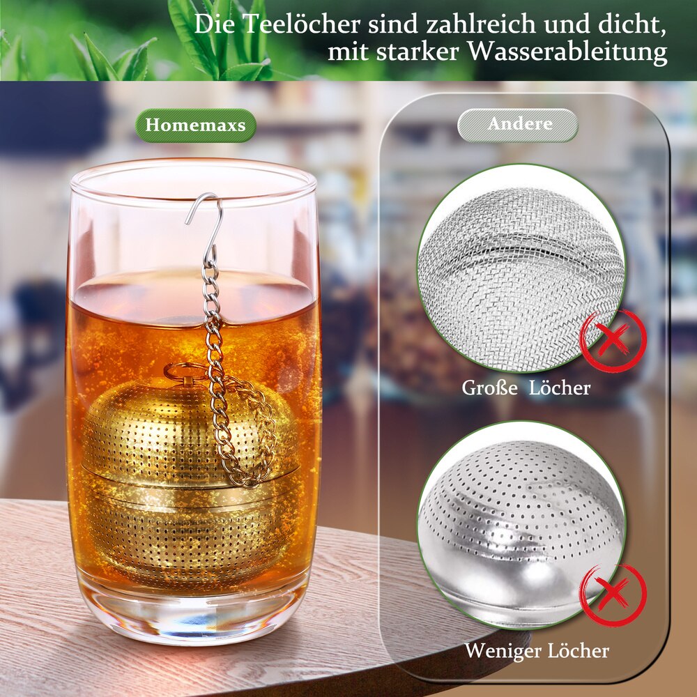 HOMEMAXS 2pcs Tea Infuser 304 Stainless Steel Mesh Tea Infuser Loose Leaf Tea Strainer Premium Tea Filter Tea Interval Diff