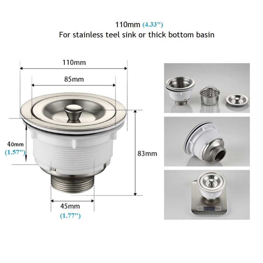 110mm 140mm Stainless Steel Kitchen Sink Drain Str... – Grandado