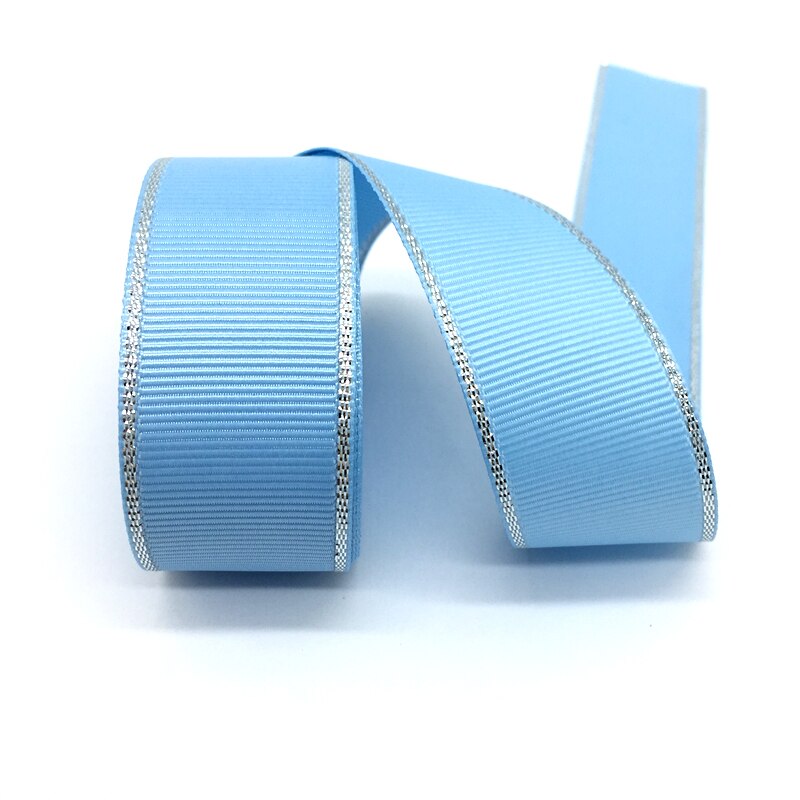 5 Yards 1 "(25mm) lint Bruiloft Decoratie Zilver Metallic Edge Grosgrain Lint Cadeaupapier Haar Strikken DIY Kerst Lint