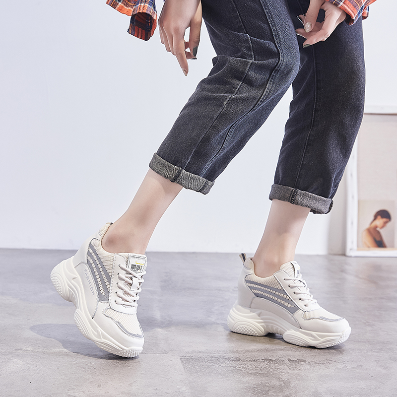 Women Sneakers Platform Thick Sole Ladies Casual Shoes Lace-up Sneakers Walking Shoes for Spring and Summer