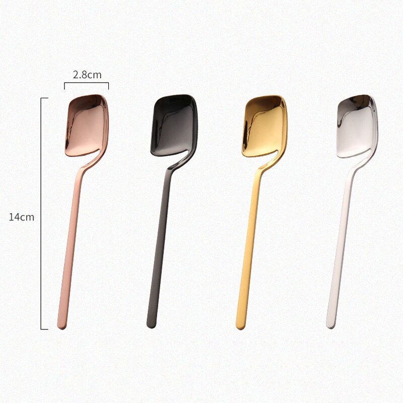 4 Pcs Stainless Steel Coffee Spoon Dessert Fork Long Handle Hanging Wall for Dessert Pizza Cake Steak P7Ding