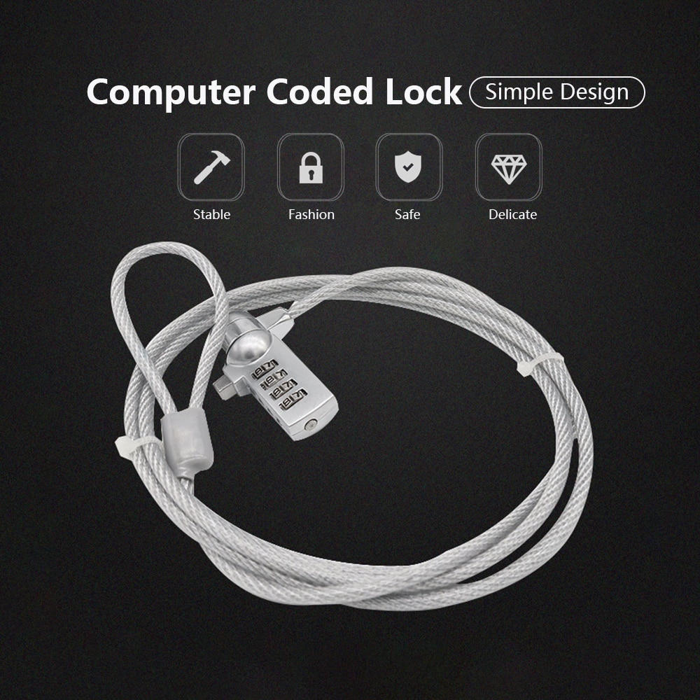Laptop Coded Lock Intelligent Anti-theft Security Lock 1.2m Wire Rope Alloy Computer Lock