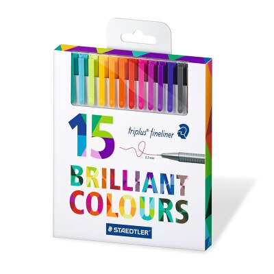STAEDTLER 334 Triplus Fineliner bolígrafos brillantes colores lápiz de líneas finas rotuladores de arte/15/20/30/36/42/48 colores 0,3mm para pintura: 15 Colors Set