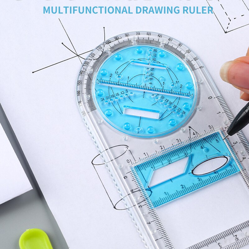 Multifunctional Geometric Ruler Geometric Drawing Template Measuring Tool For School Office Supplies PR