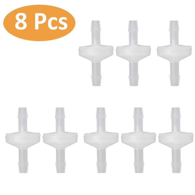 8 Pcs 1/4Inch Check Valve 6mm PVDF One Way Valve Inline Check Valve Non Return Check Valve for Fuel Gas Liquid Air