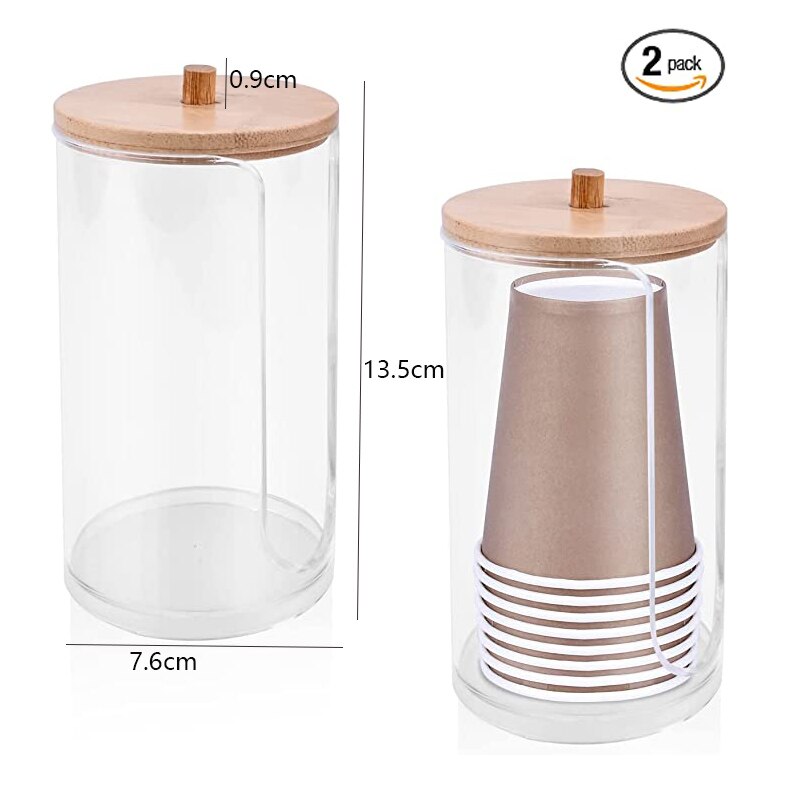 Badkamer Organizer Cosmetische Opbergdoos Katoenen Bal Qtip Beugel Acryl Opslag Jar Pen Houder Met Bamboe Cover Stofdicht: B-7