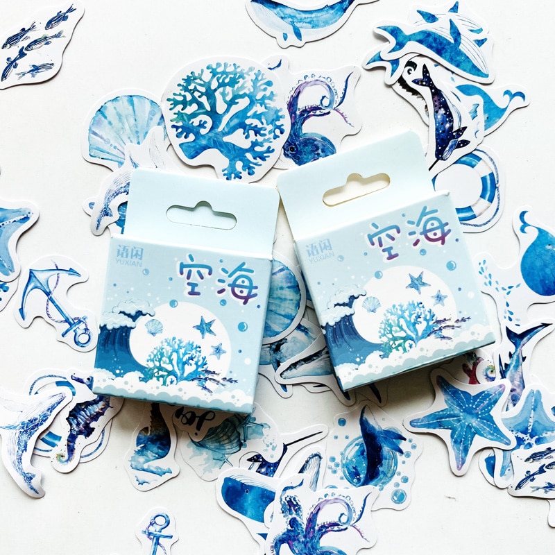 50 pcs/Pack Cute Sea Creature Shell Whale Paper Stickers DIY Decorative Sealing Paste Stick Label Stationery Kids