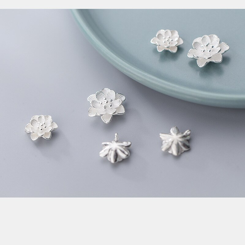 925 Sterling Silver Stereo Flower Charm Beads 13mm 19mm Decoration Ornament Spacer Beads DIY Jewelry Components For Bracelets