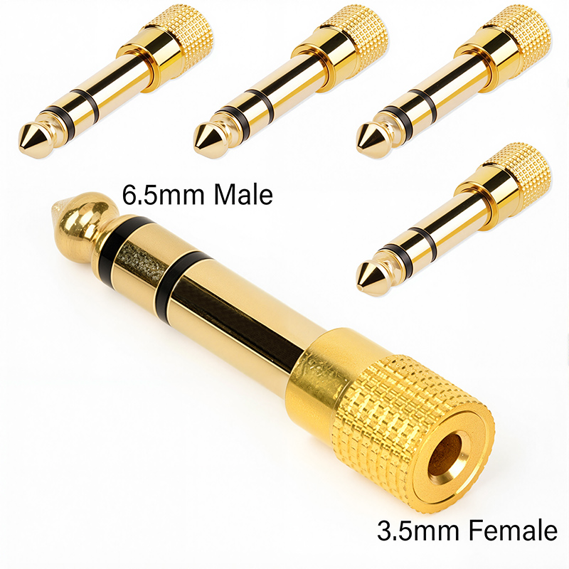 5 uds 6,35/6,5mm estéreo Mono macho a 3,5mm Audio estéreo/mono Jack hembra macho conector de clavija de Audio adaptador convertidor altavoz: YELLOW