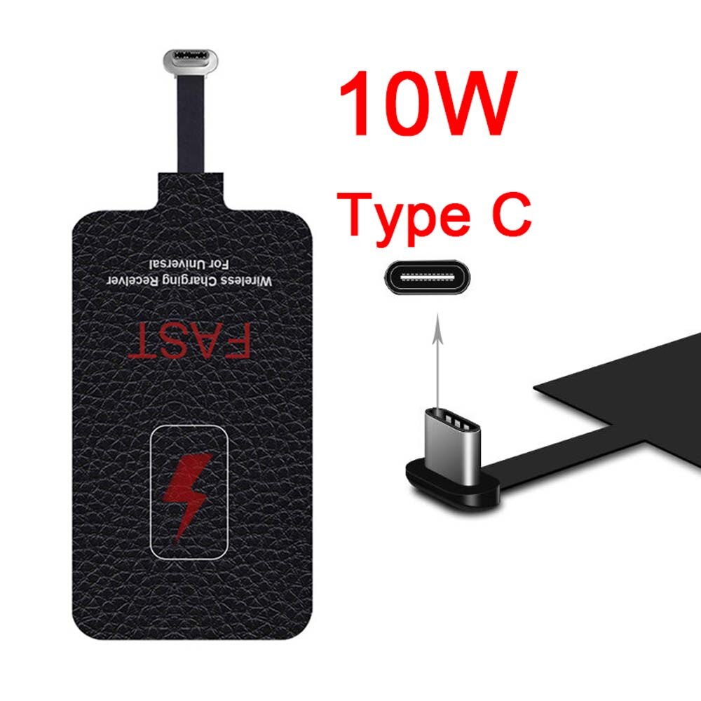 5v/2a 10w qi hurtig trådløs oplader modtager til iphone 7,6,5,  samsung huawei xiaomi type-c micro usb qi c basisstik: Type-c